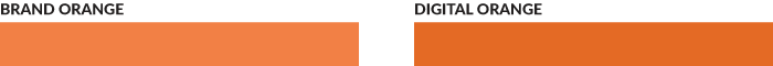 Alternative orange tints for brand versus digital display
