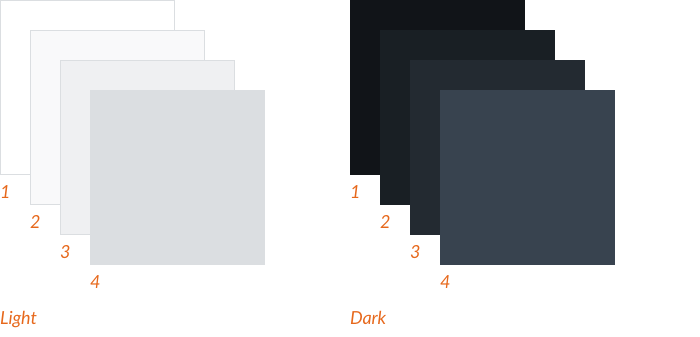 Eight tones of gray, with four dark and four light grays