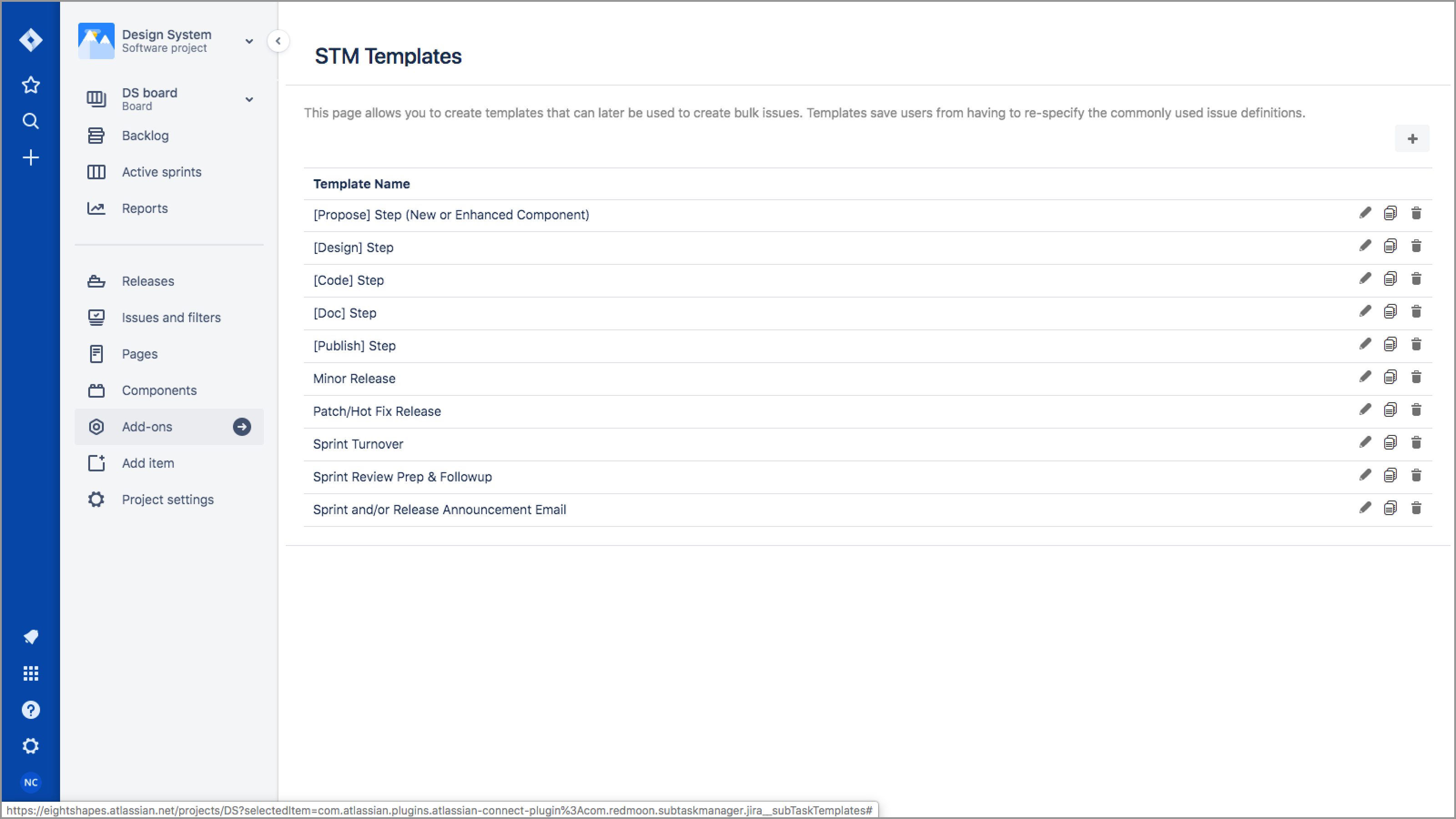 Subtask templates for feature development, releases, and sprint management