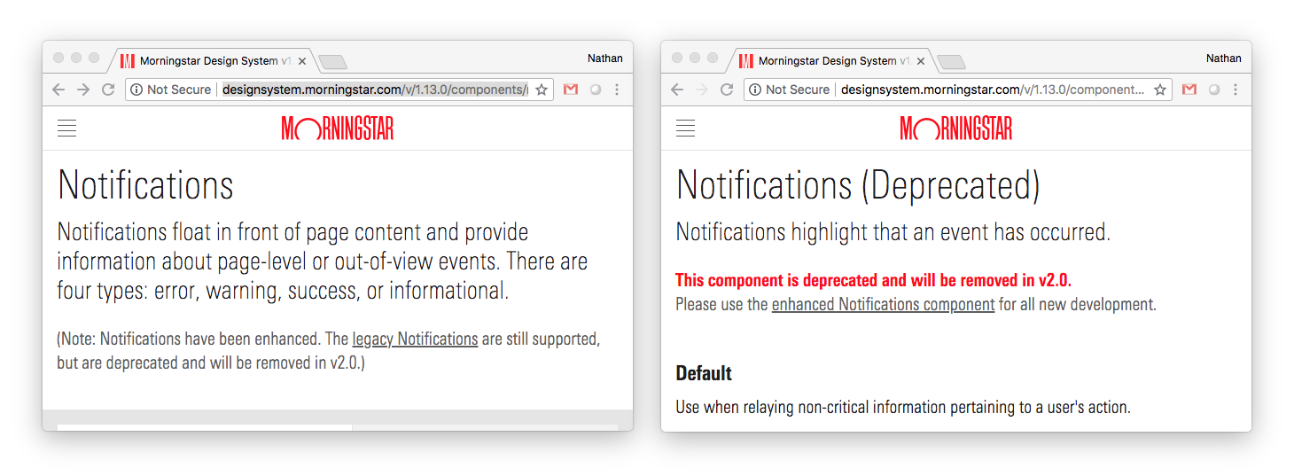 Morningstar Notification pages
